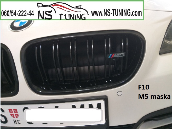 bmw serija 5 f10 bubrezi prednja maska gril m5 crna sjaj ugradnja novi sad tuning